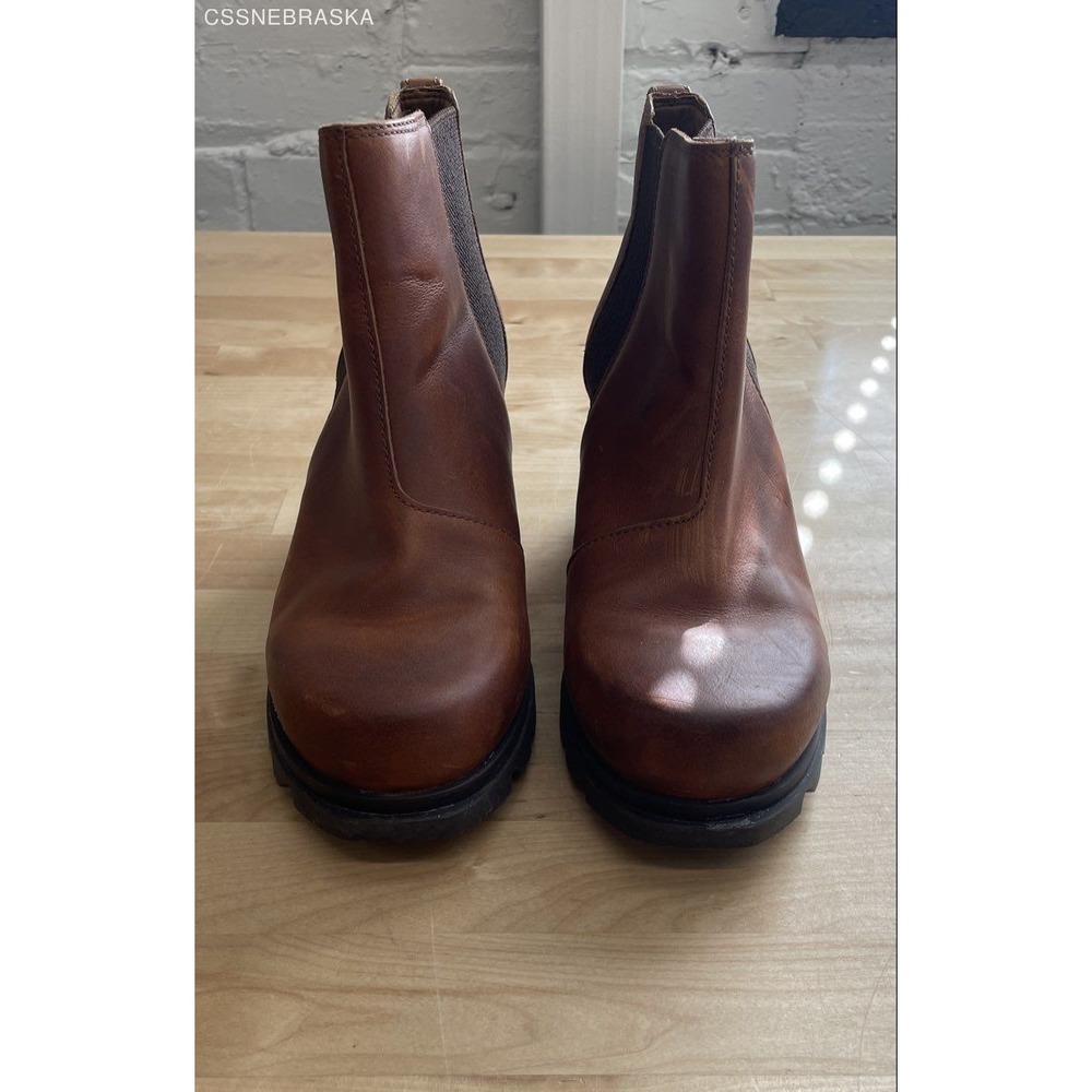Sorel Joan Of Arctic Wedge III Chelsea Brown Waterproof Boots 7 Wide NK4357-245